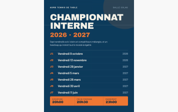 Championnat interne 2026-2027 : c'est reparti !